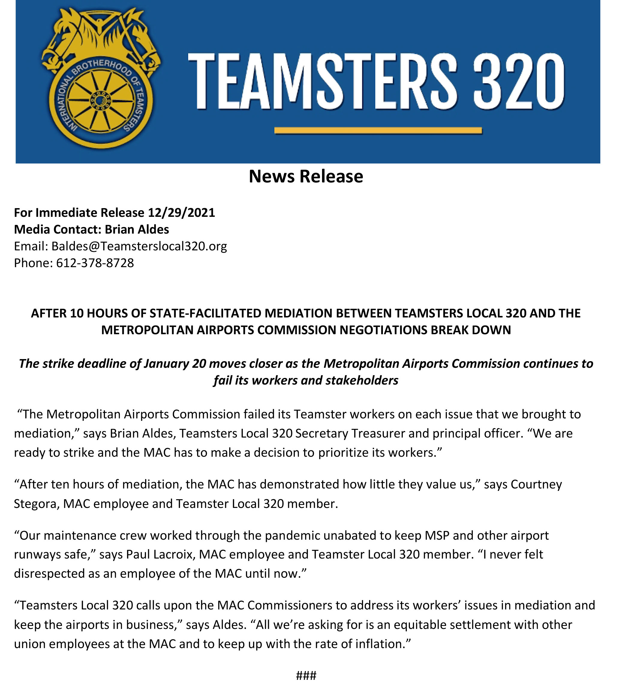 TEAMSTERS 320 Home